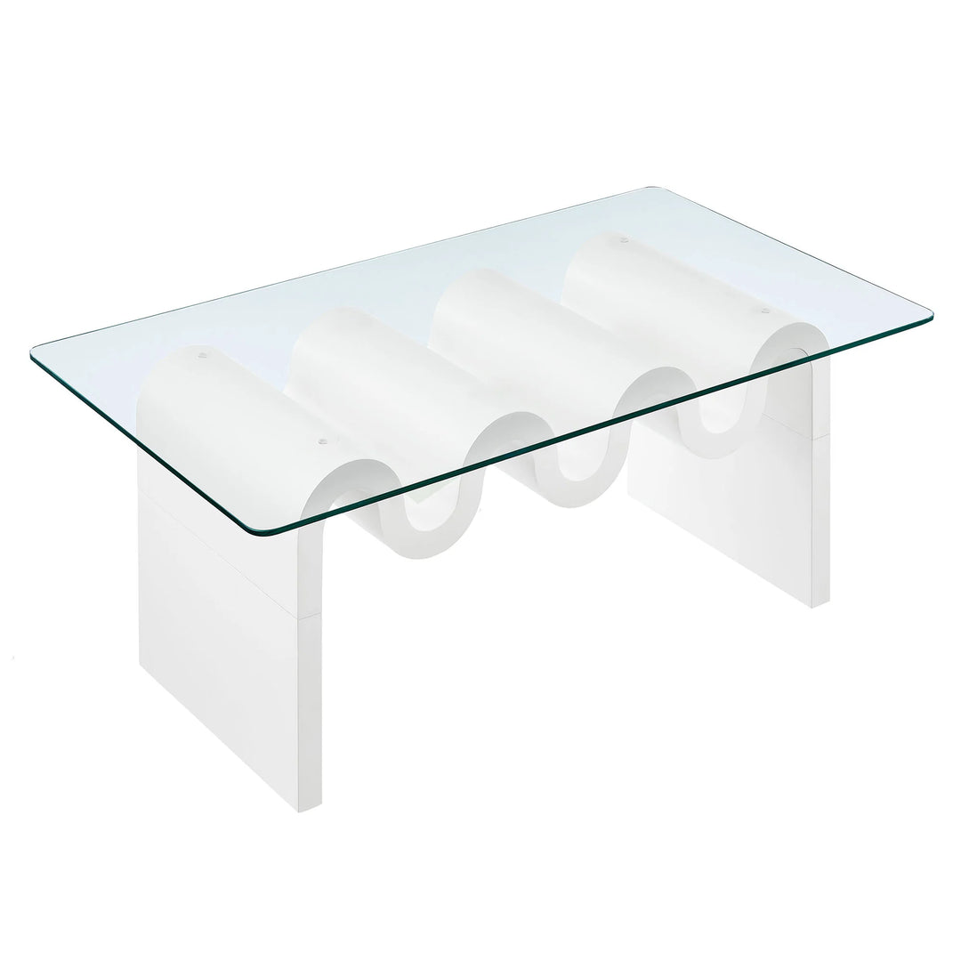 Mesa de centro ondulada con vidrio templado Oliver