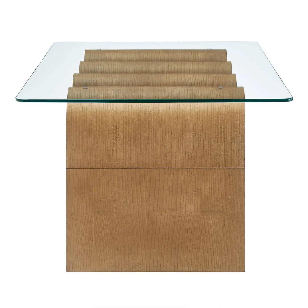 Mesa de centro ondulada con vidrio templado Oliver