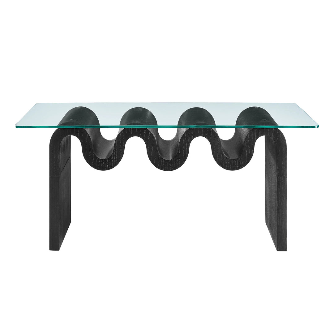 Mesa de centro ondulada con vidrio templado Oliver