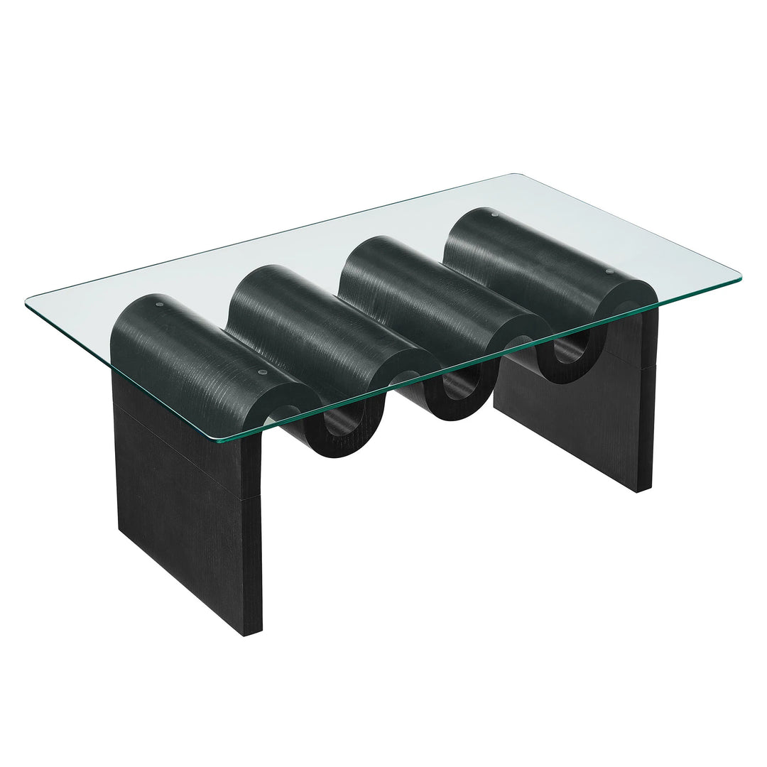 Mesa de centro ondulada con vidrio templado Oliver