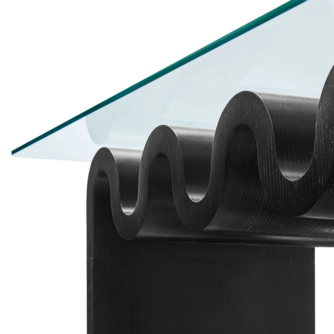 Mesa de centro ondulada con vidrio templado Oliver