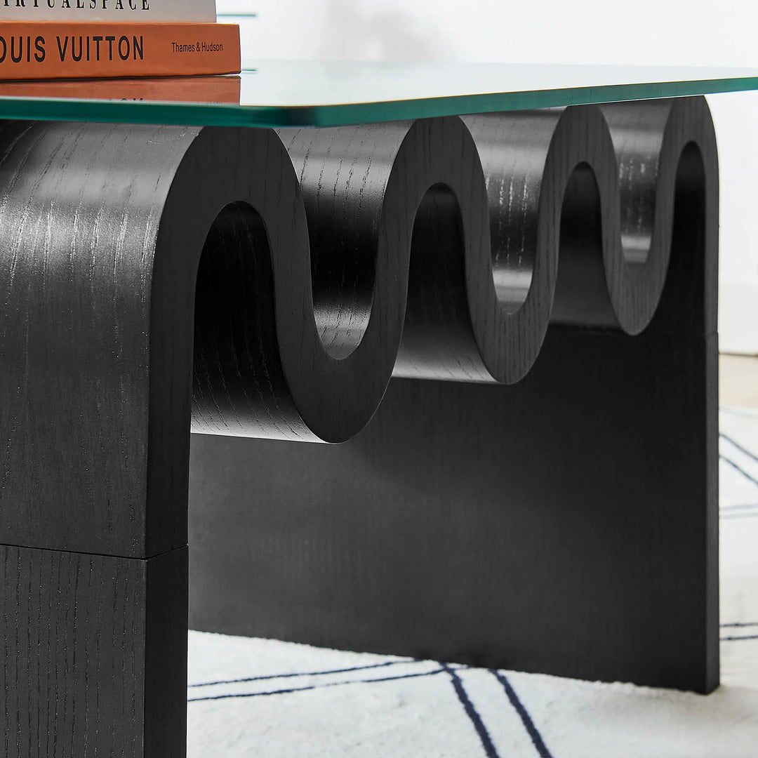 Mesa de centro ondulada con vidrio templado Oliver