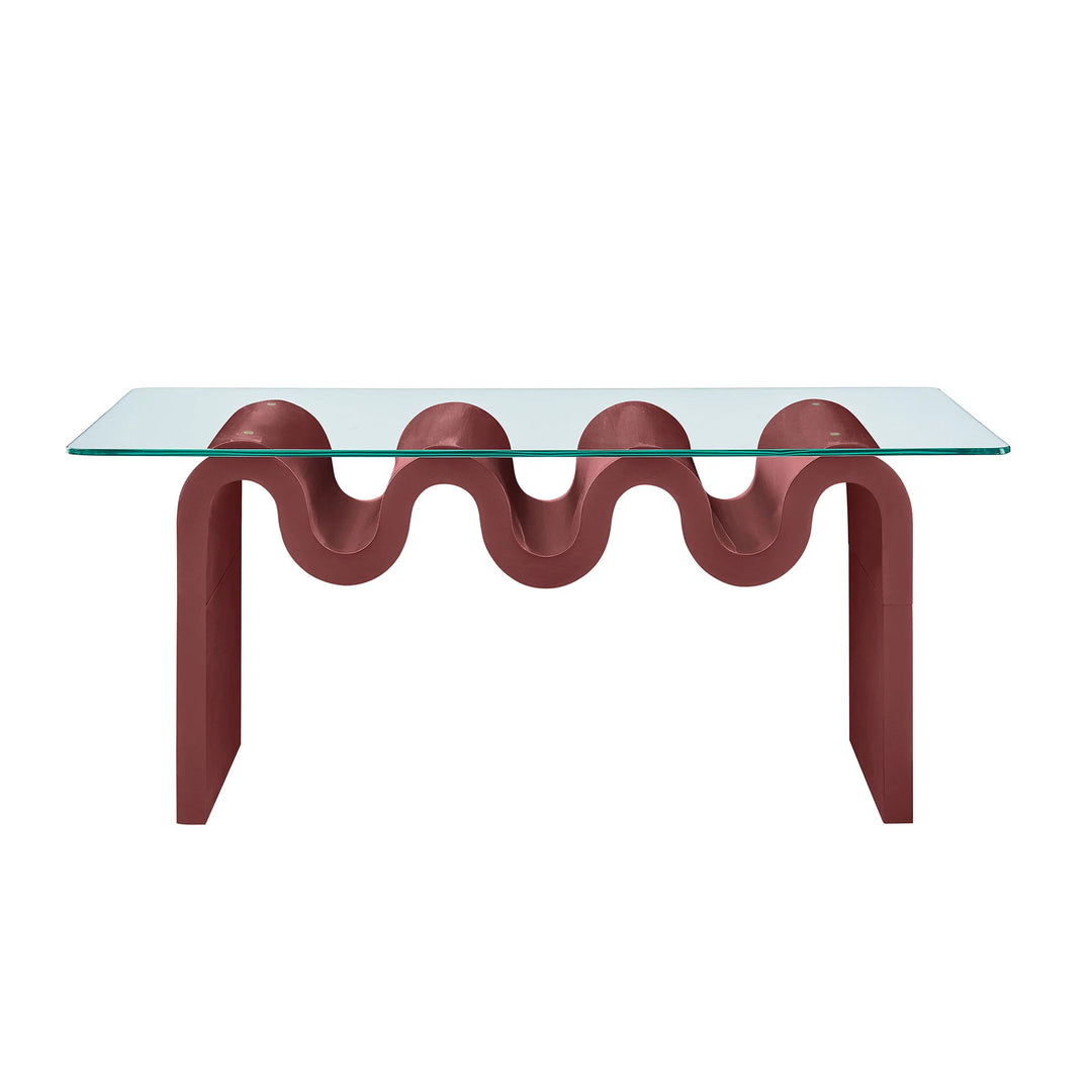 Mesa de centro ondulada con vidrio templado Oliver