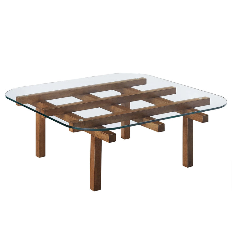 Mesa de centro de 35” con vidrio templado Jade color nogal.