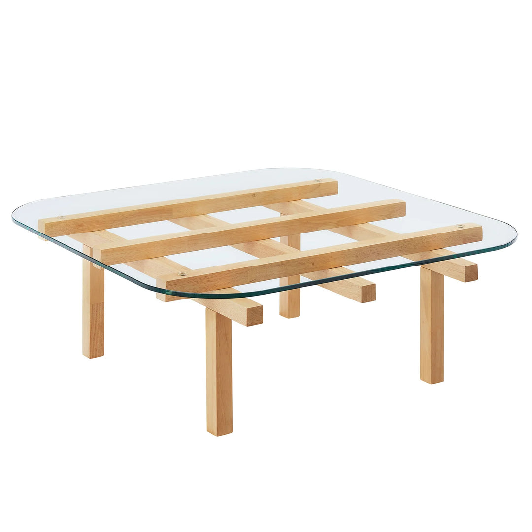 Mesa de centro de 35” con vidrio templado Jade color roble.