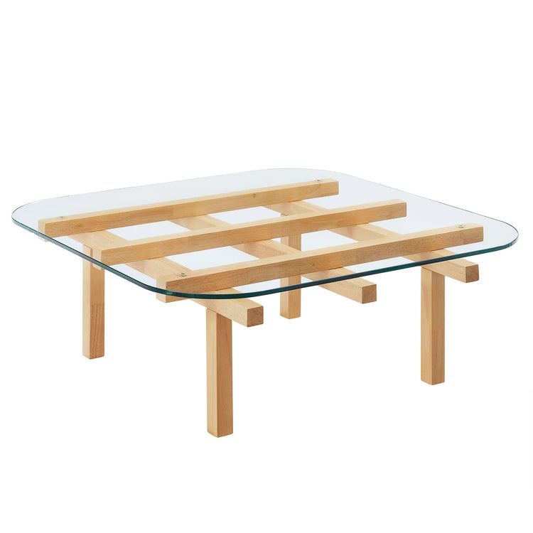 Mesa de centro de 35” con vidrio templado Jade color roble.