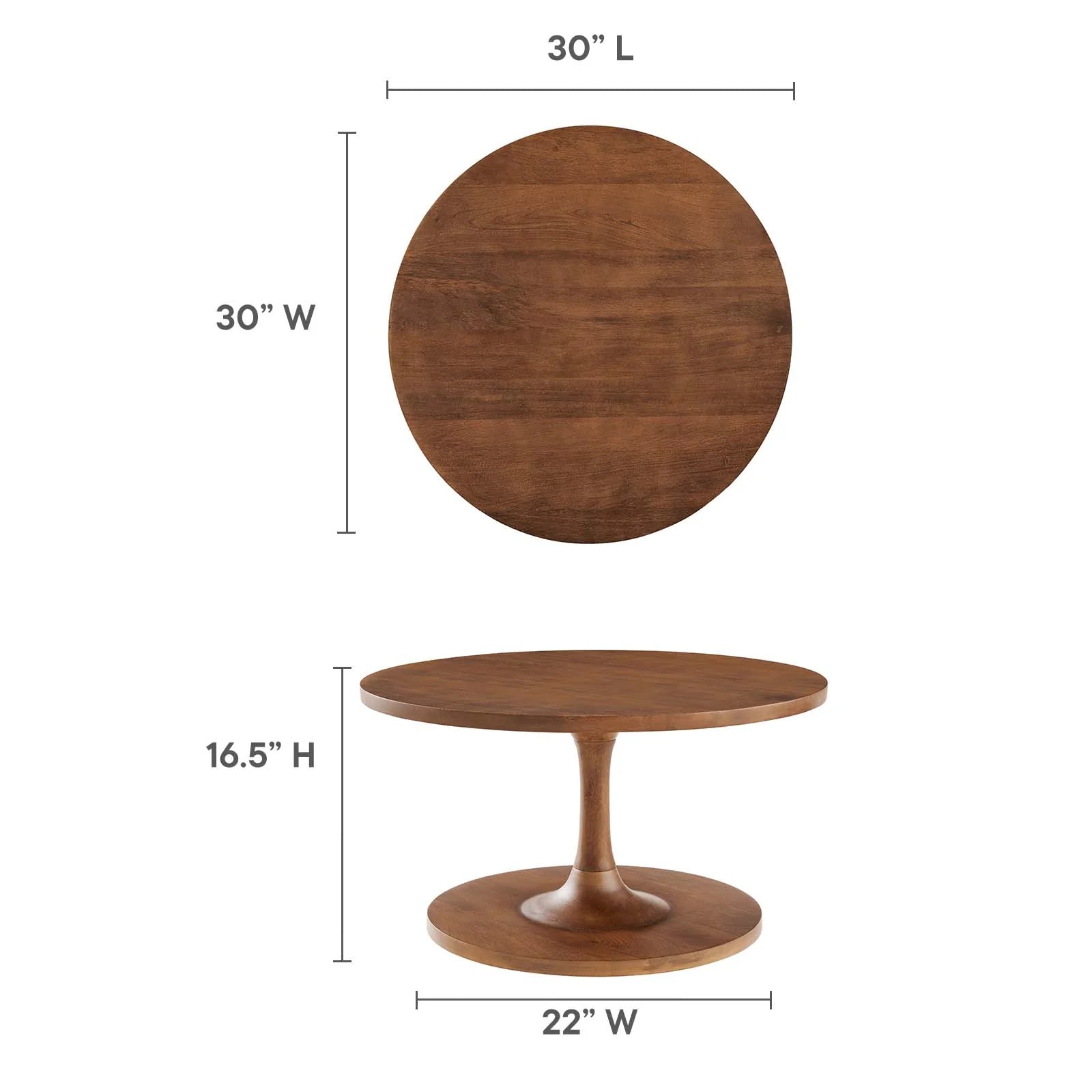 Mesa de centro de madera de mango color nogal Esteven dimensiones.