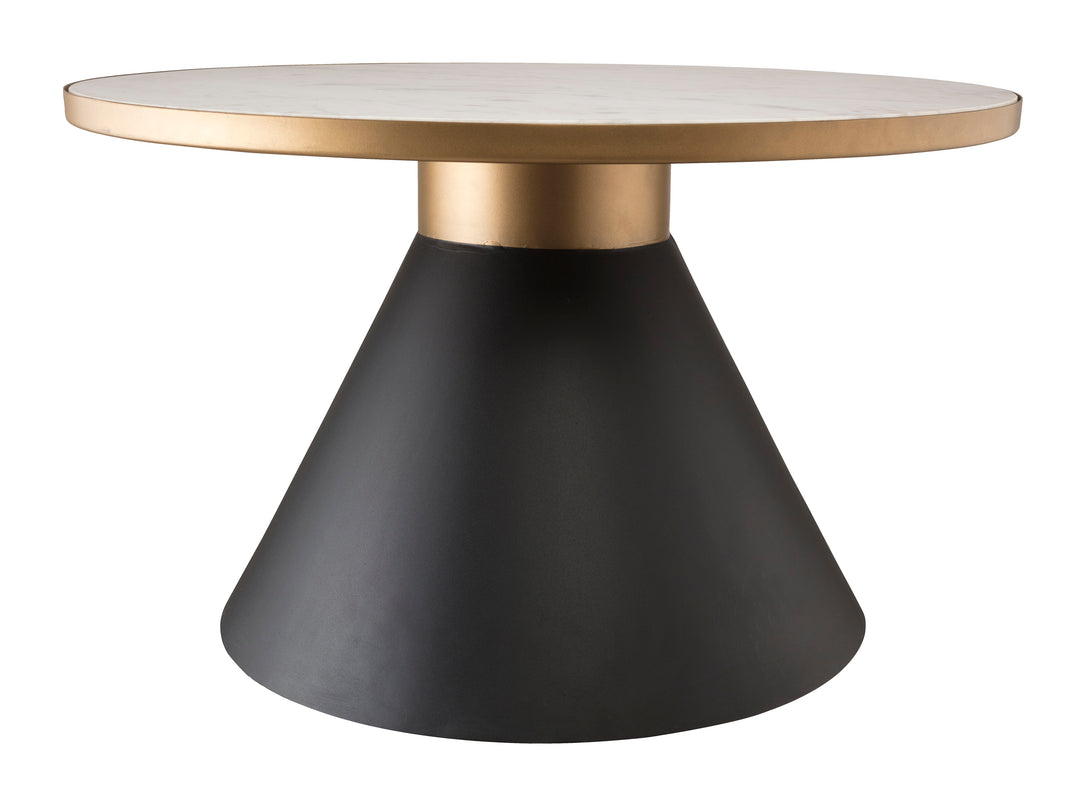 Mesa de centro de mármol blanco con contorno dorado Chloris