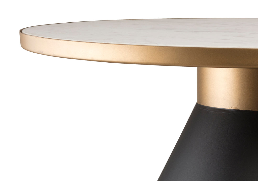 Mesa de centro de mármol blanco con contorno dorado Chloris