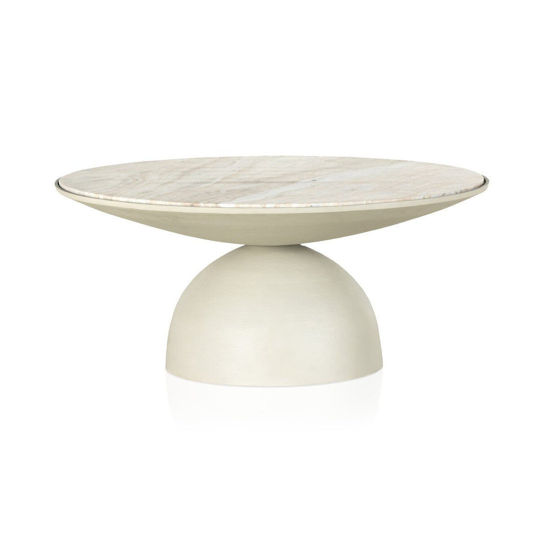 Mesa de centro mármol crema topo y aluminio Nyx.