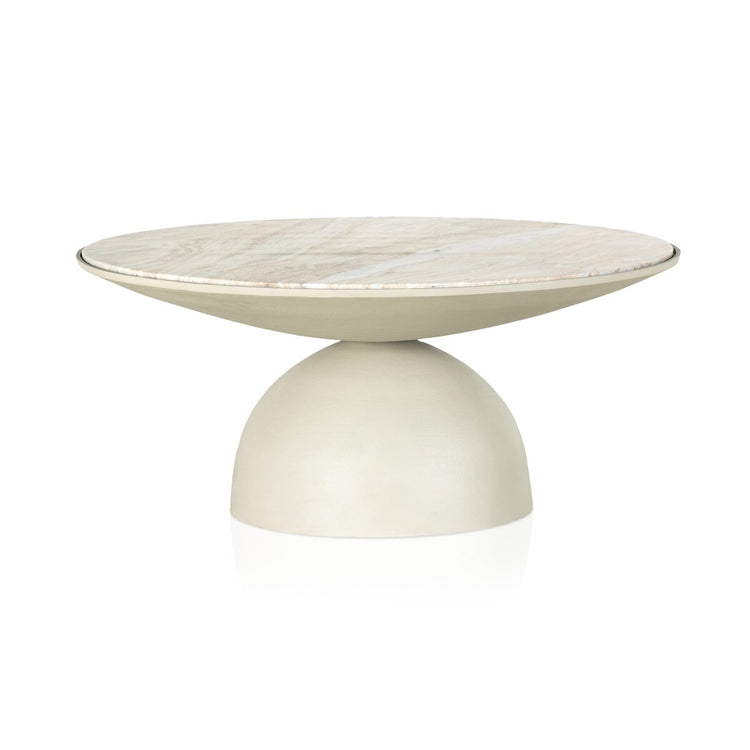 Mesa de centro mármol crema topo y aluminio Nyx.