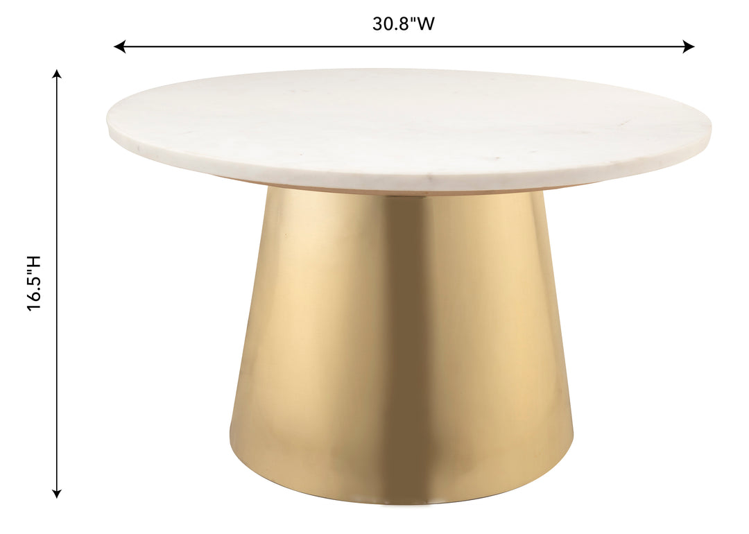 Mesa de centro moderna circular dorada con mármol blanco Oval dimensiones.