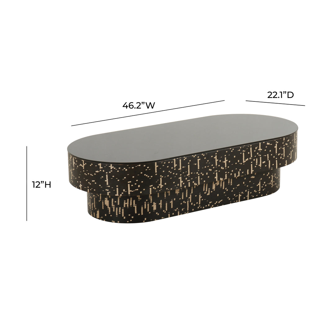 Mesa de centro negra con vidrio Trix dimensiones.