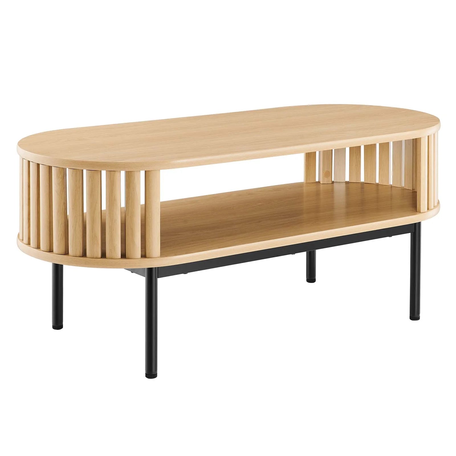 Mesa de centro ovalada de madera color roble Veron.