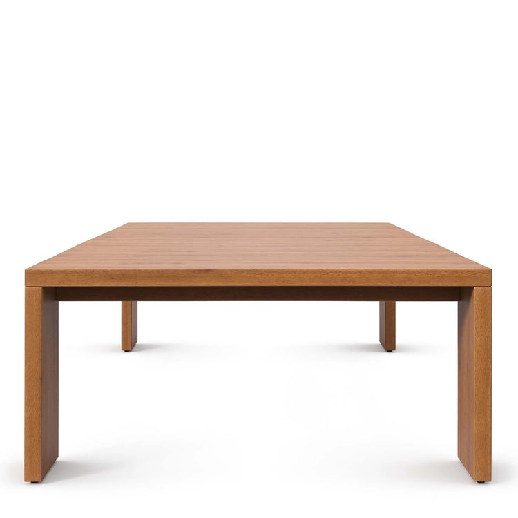 Mesa de centro para exteriores de madera de acacia Neuba de lado.