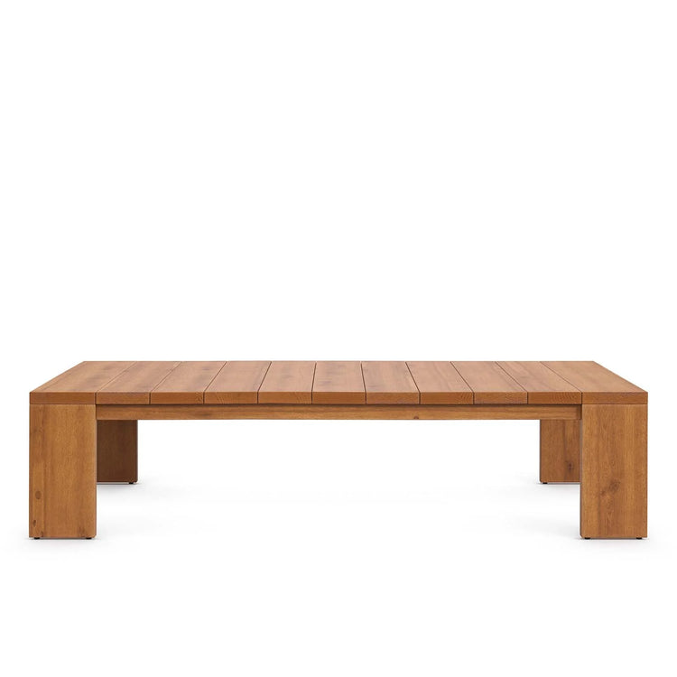 Mesa de centro para exteriores de madera de acacia Neuba de frente.