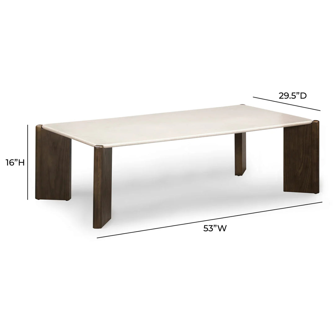 Mesa de centro rectangular de 52" con cuarzo Pablo
