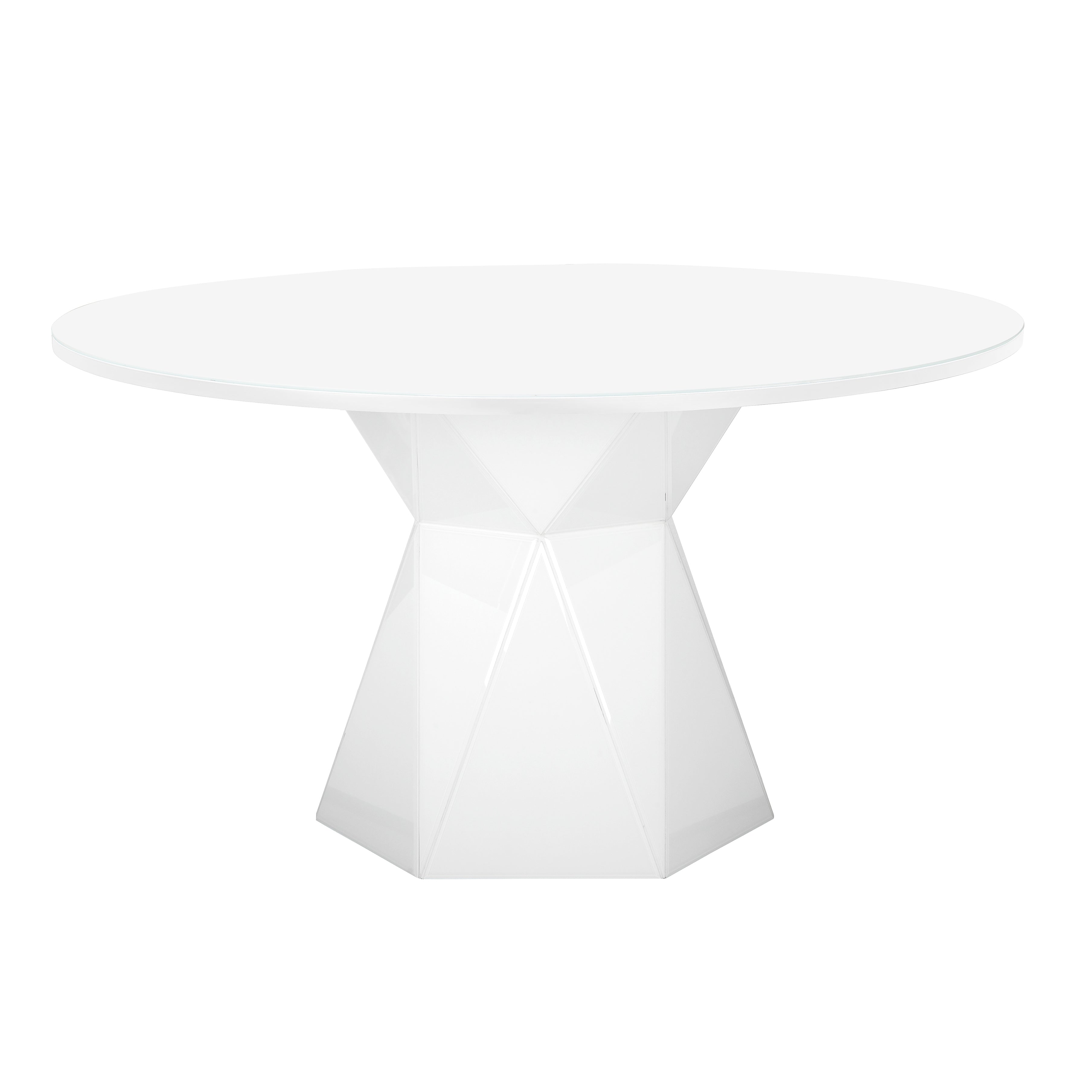 Mesa de comedor blanca con vidrio Lutgert.