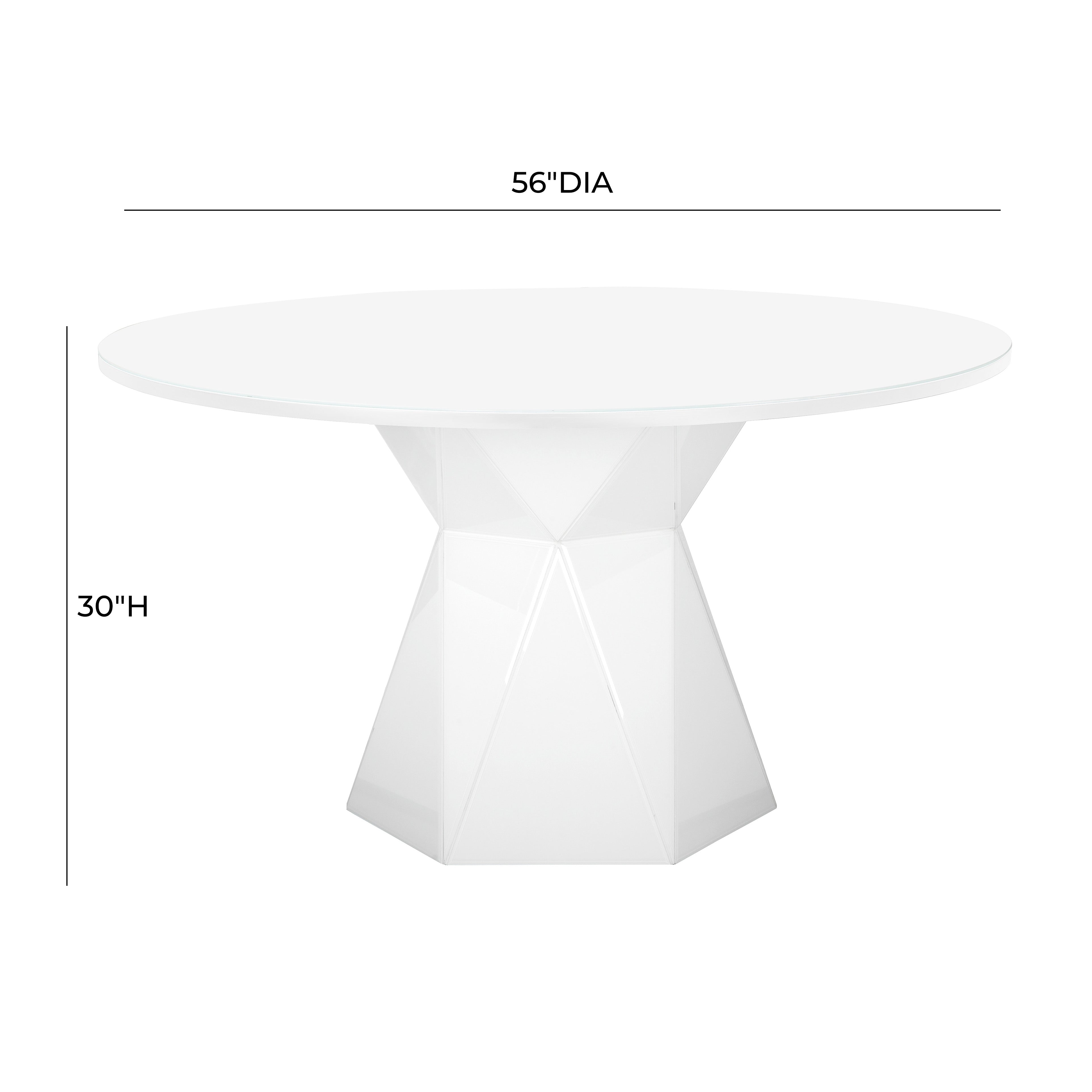 Mesa de comedor blanca con vidrio Lutgert dimensiones.