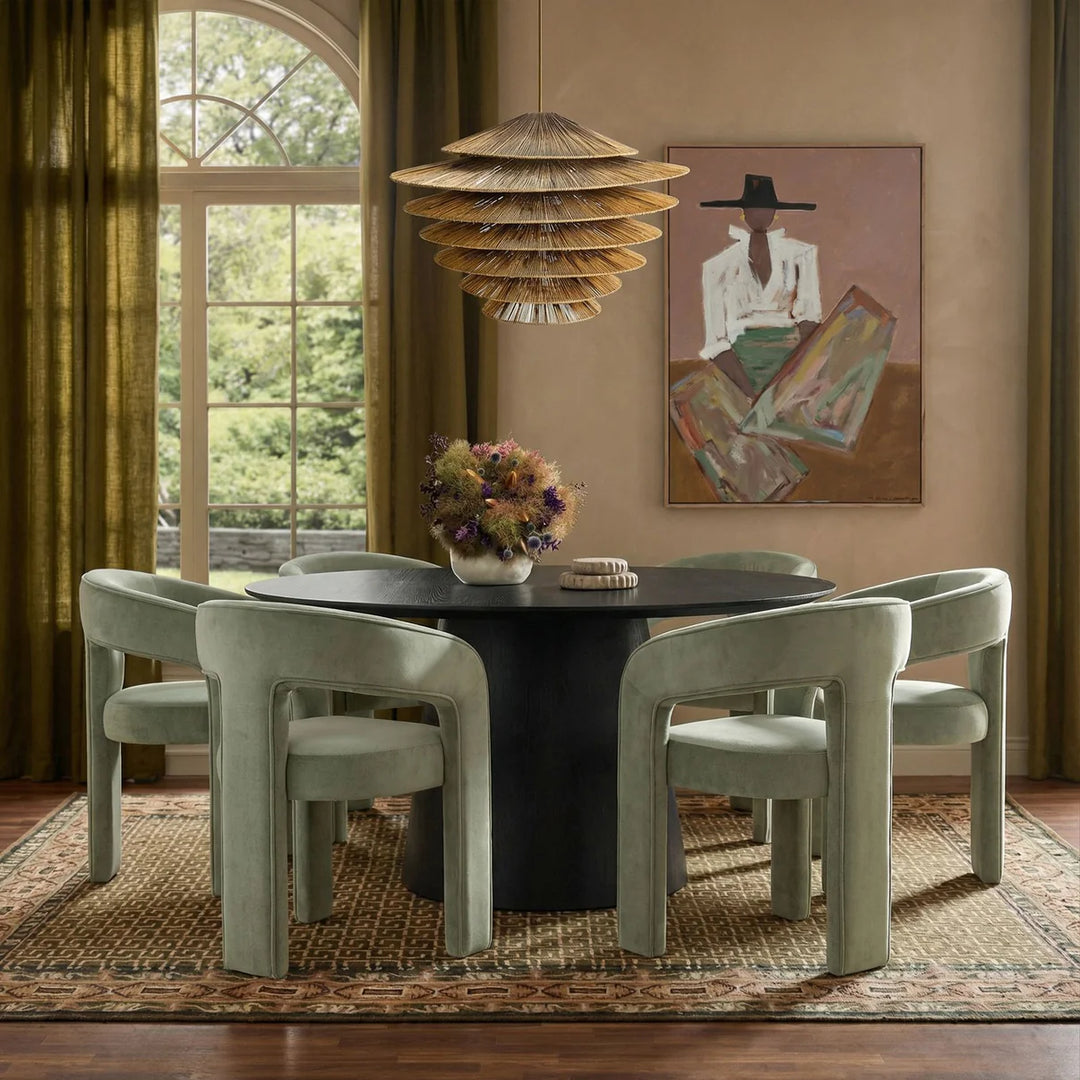 Mesa de comedor de 60" redonda de color roble Feroz
