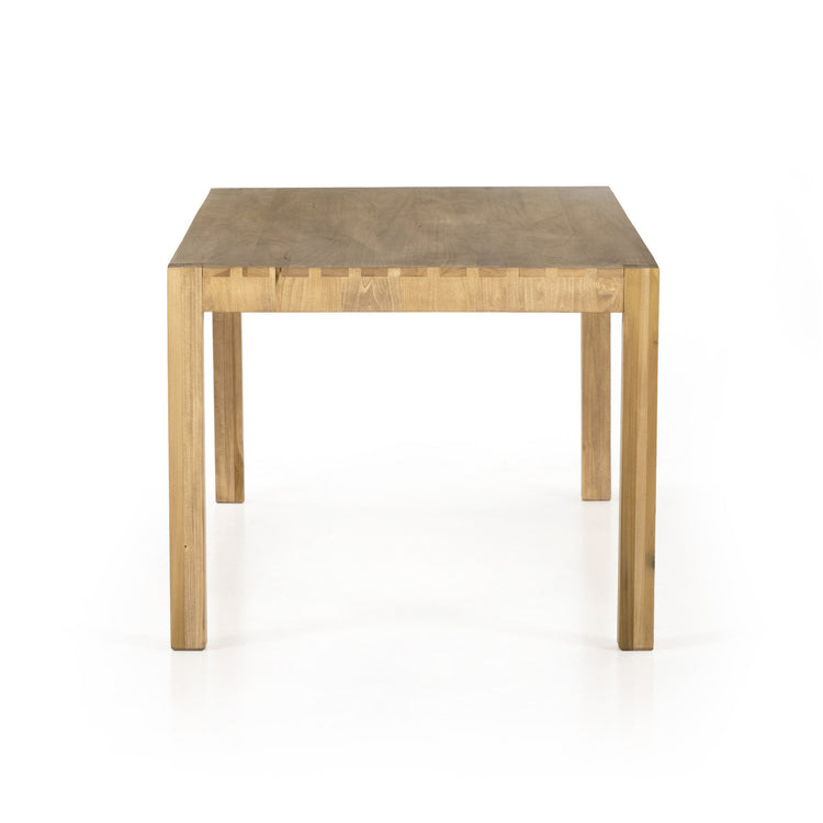 Mesa de comedor de 78” de álamo macizo seco Barsa de lado.