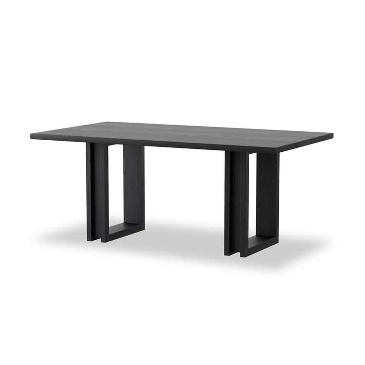 Mesa de comedor de madera mixta reciclada Ciro color negro.