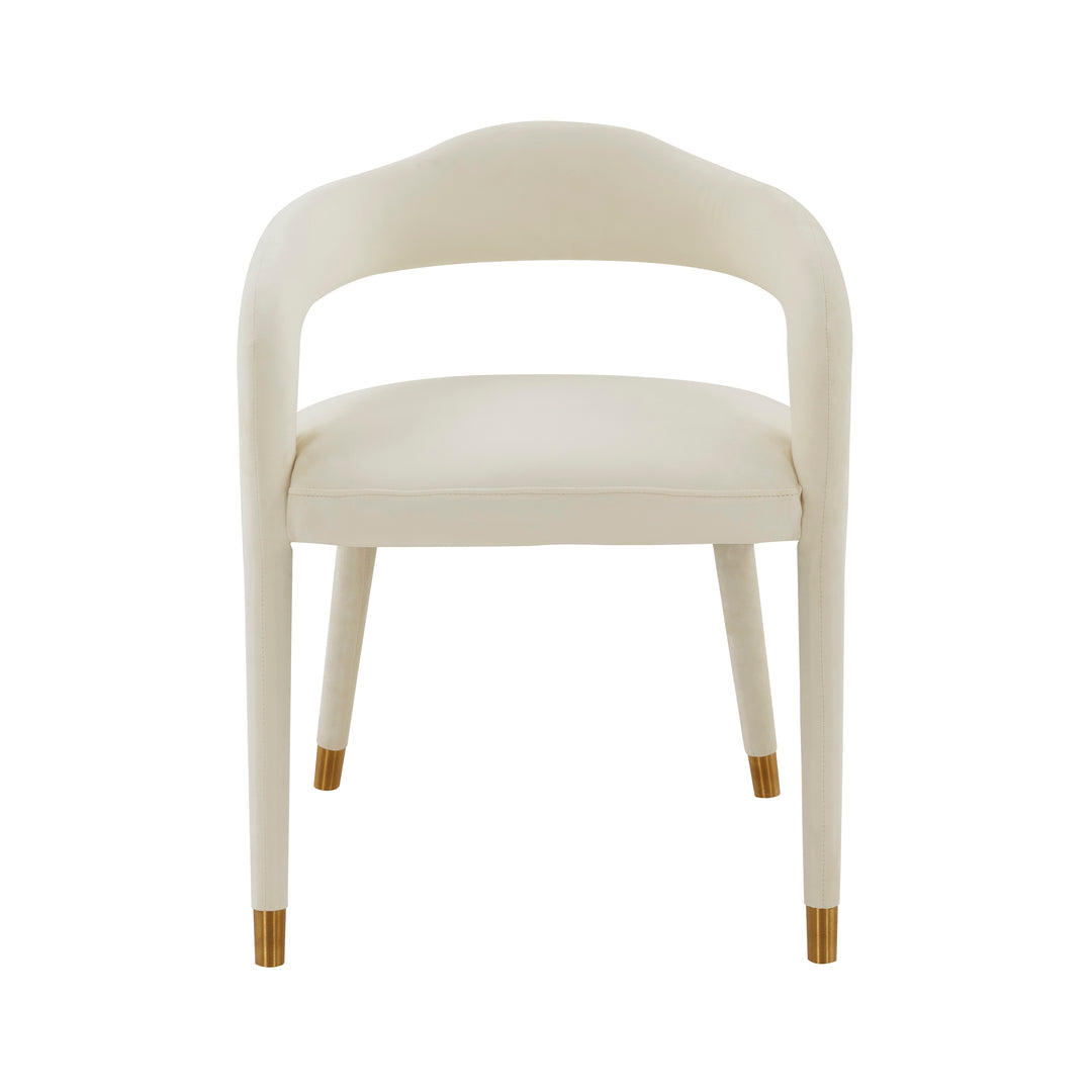 Silla de comedor de tercioleo crema Elián de frente.