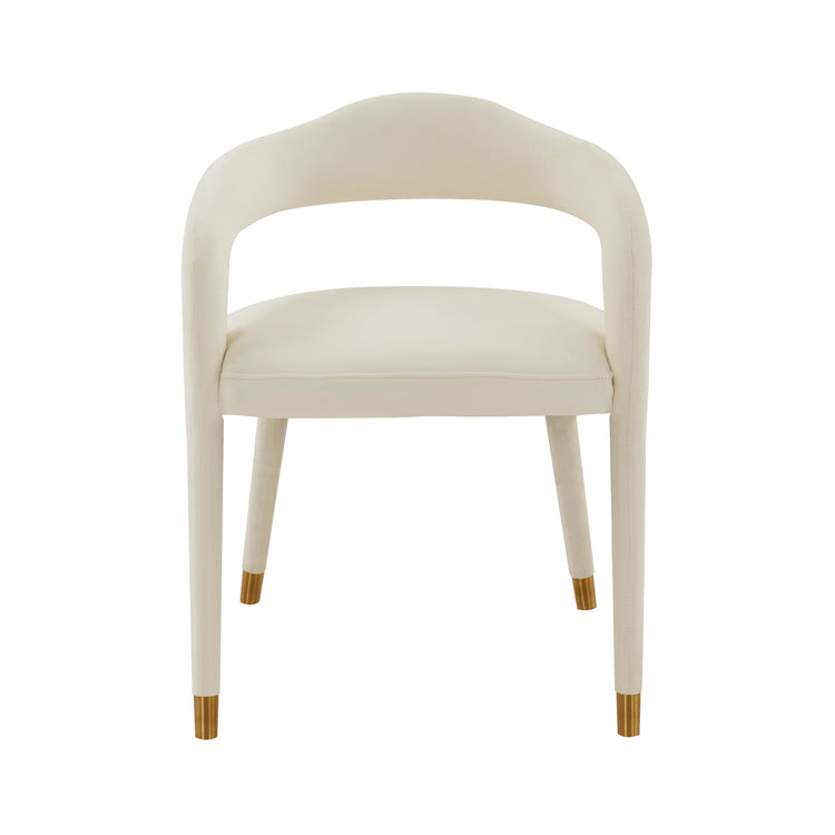 Silla de comedor de tercioleo crema Elián de frente.