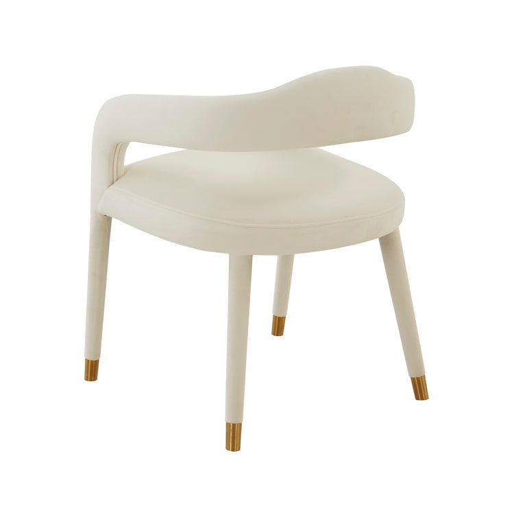 Silla de comedor de tercioleo crema Elián de espaldas.
