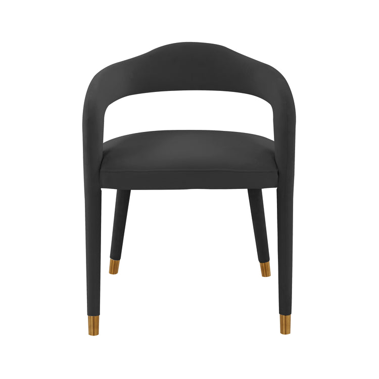 Silla de comedor de tercioleo negro Elián de frente.