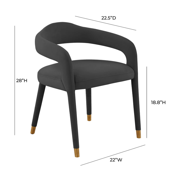 Silla de comedor de tercioleo negro Elián dimensiones.