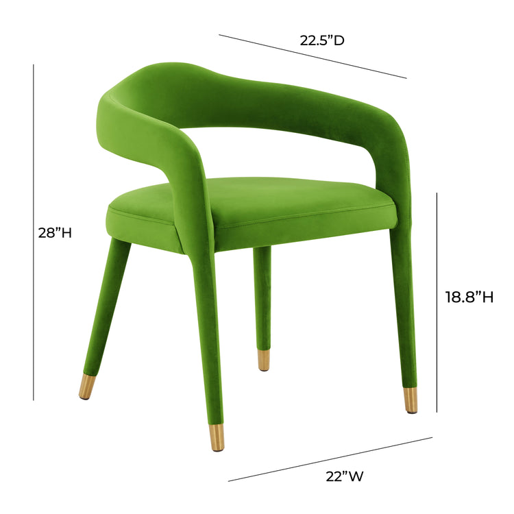 Silla de comedor de tercioleo verde Elián dimensiones.
