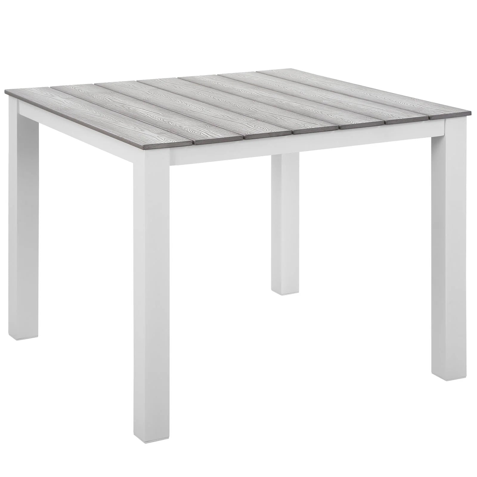 Mesa de comedor exterior de 40” Lore color gris claro.