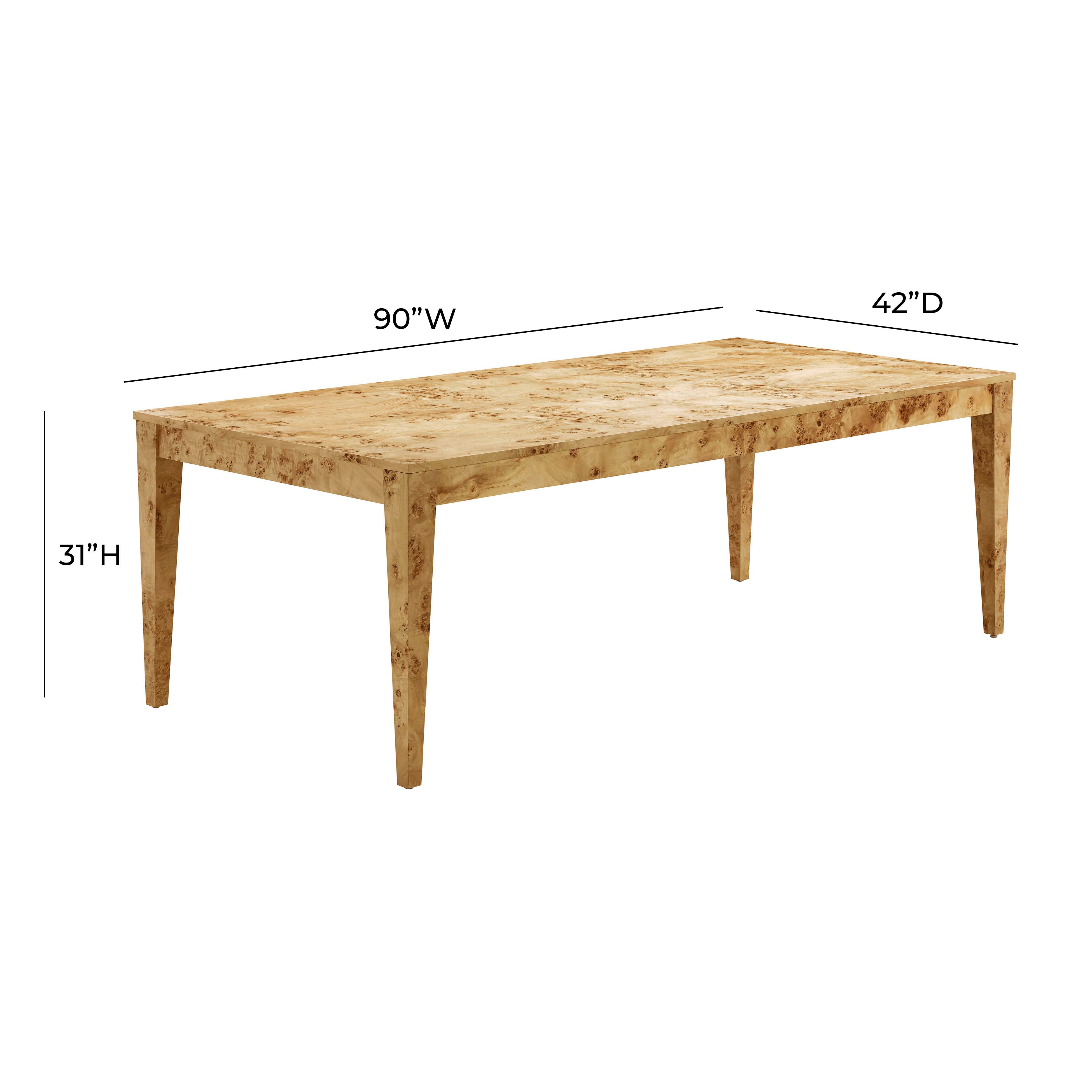 Mesa de comedor rectangular de madera de nudos Nobad dimensiones.