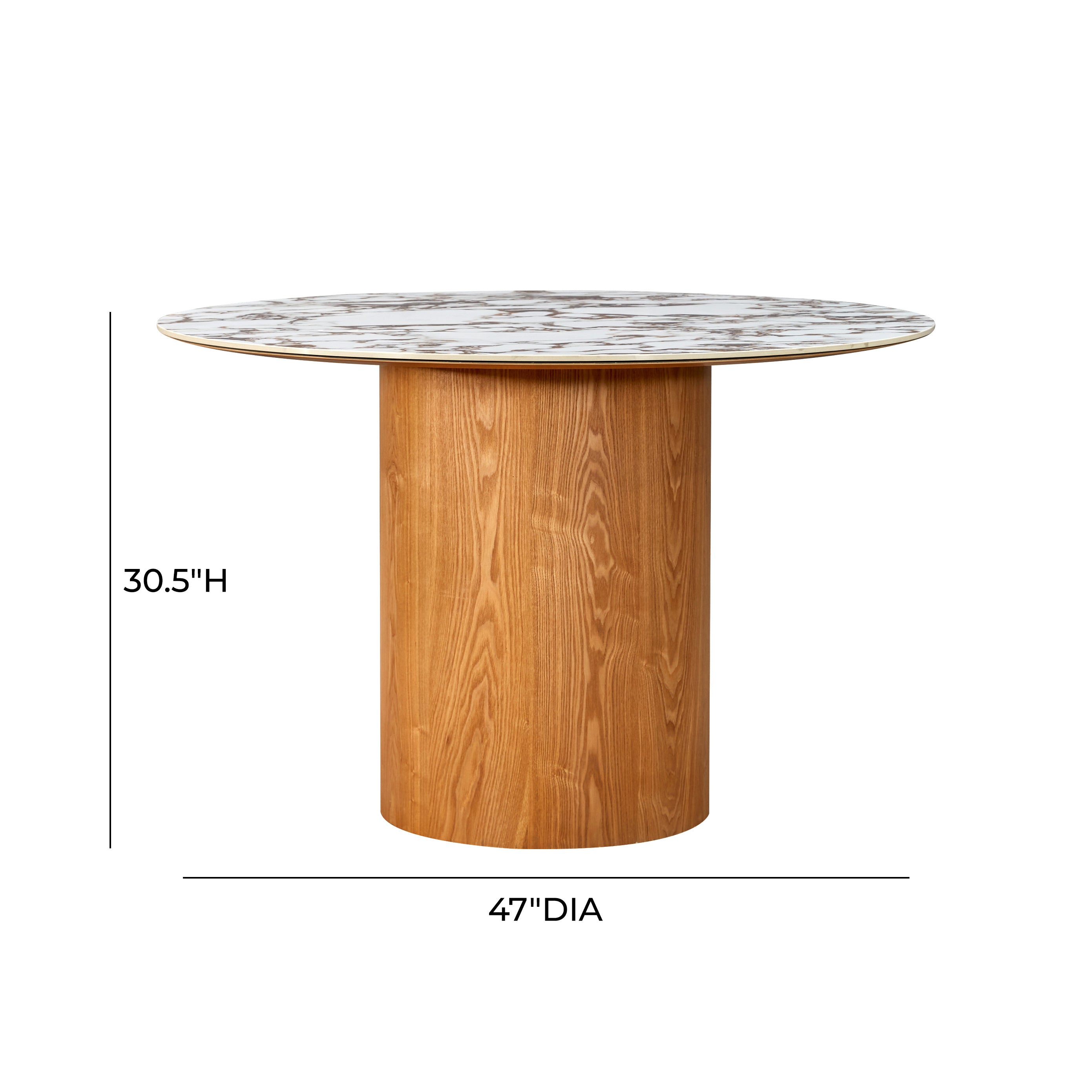 Mesa de comedor redonda para interior de 47'' Ezra dimensiones.