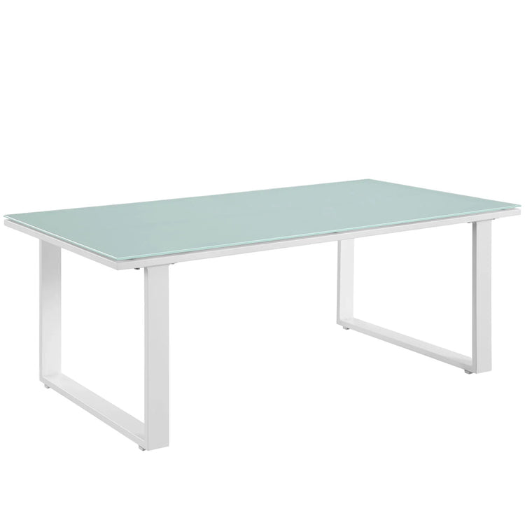Mesa de exterior de aluminio para patio Aleth color blanco.