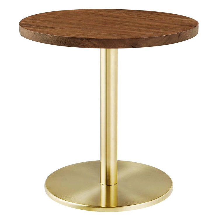 Mesa lateral Agnus de madera de acacia y base color latón.