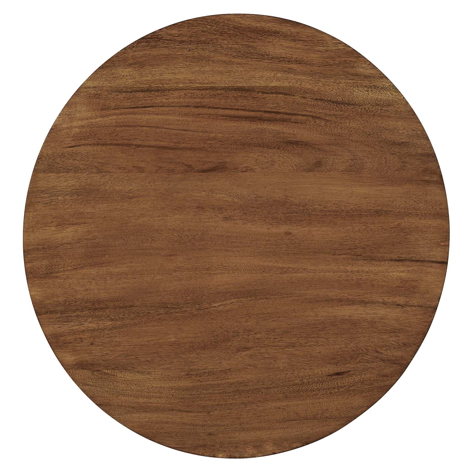 Mesa lateral Agnus de madera de acacia y base color latón superficie.