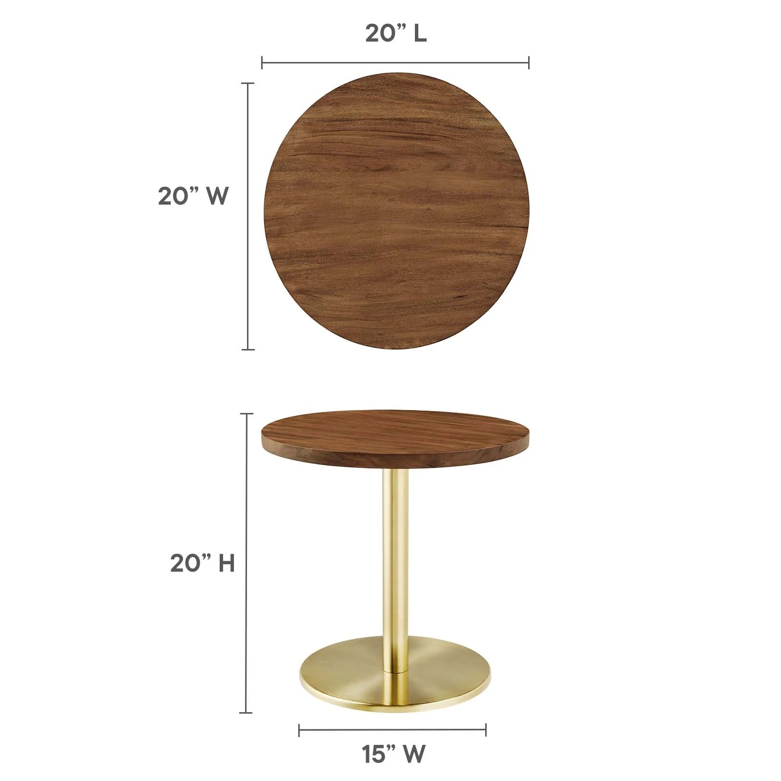 Mesa lateral Agnus de madera de acacia y base color latón dimensiones.