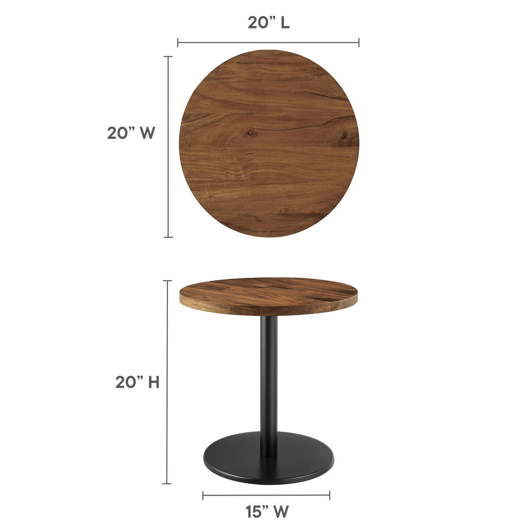 Mesa lateral Agnus de madera de acacia y base color negro dimensiones.