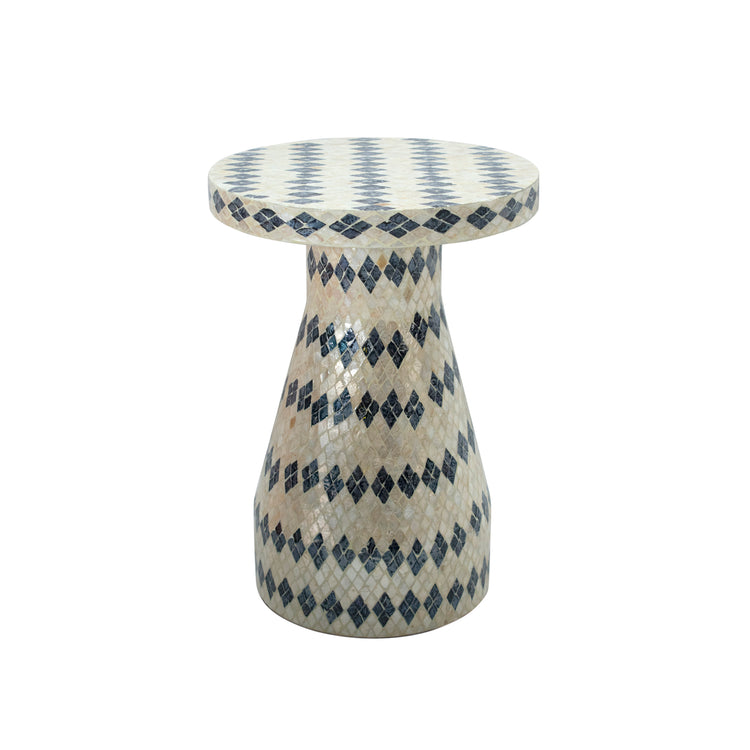 Mesa lateral Astrid crema azul.