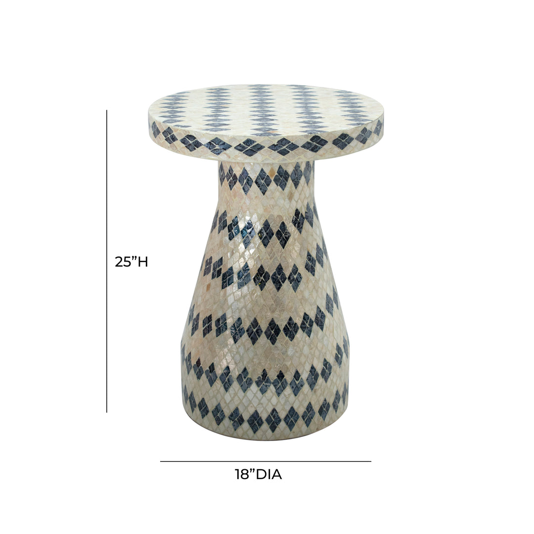 Mesa lateral Astrid crema azul dimensiones.