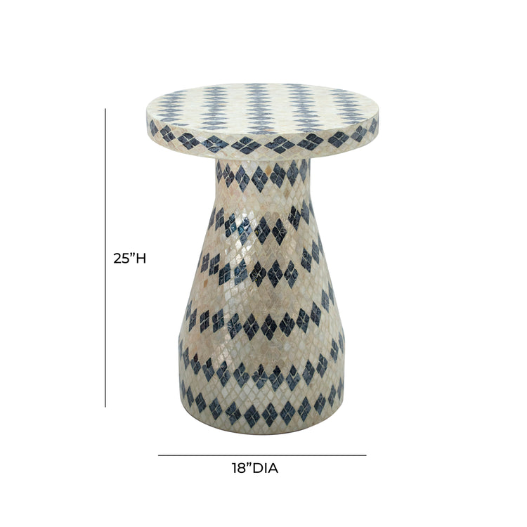 Mesa lateral Astrid crema azul dimensiones.