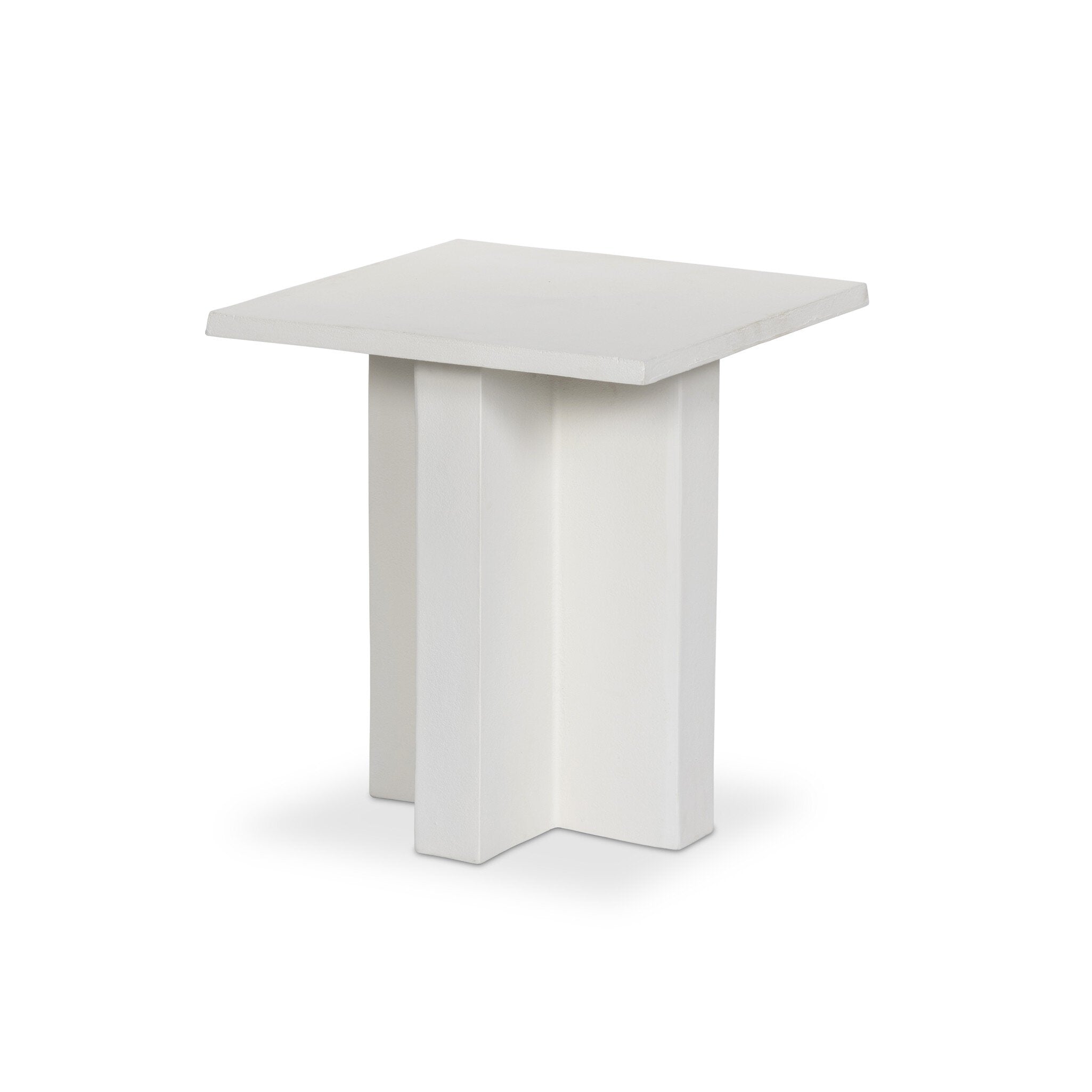 Mesa lateral Jorg para exteriores color blanco mate.