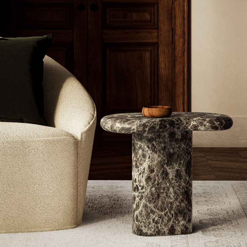 Mesa lateral con forma de riñón para exteriores Eithan