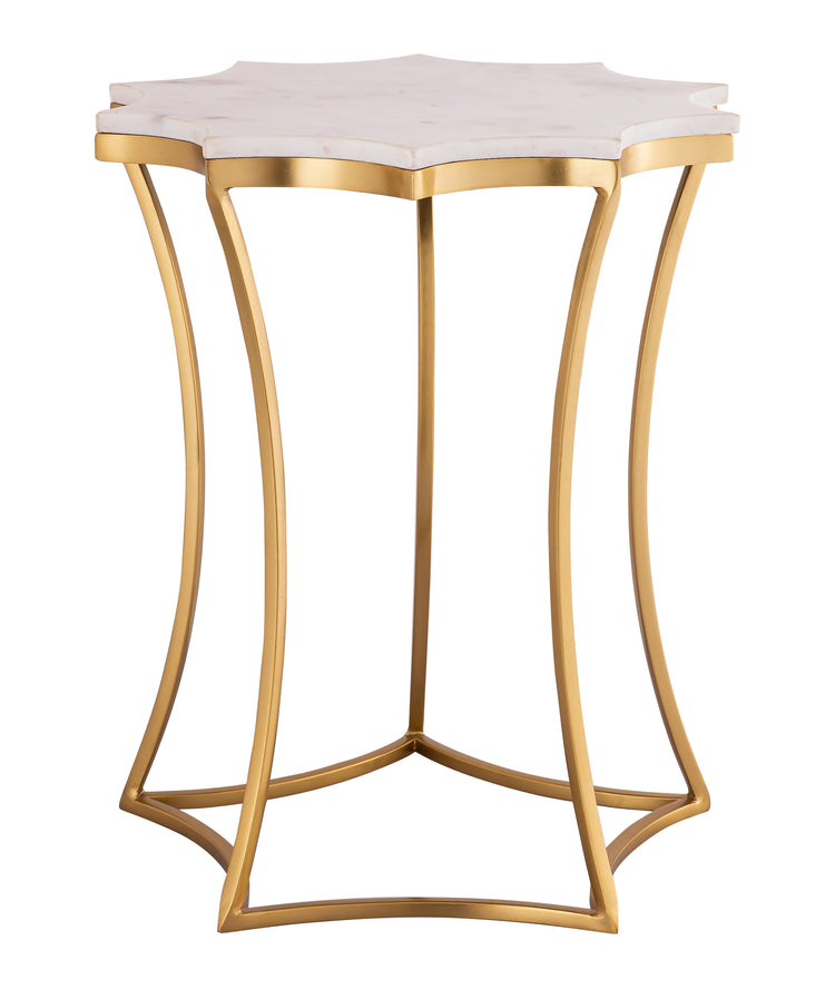 Mesa lateral con mármol blanco estilo estrella Nise.