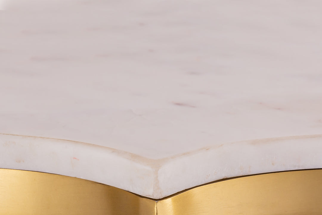 Mesa lateral para sala con mármol blanco Nise