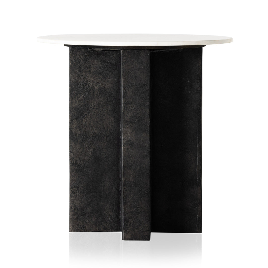 Mesa lateral con mármol sólido redondo Jorg