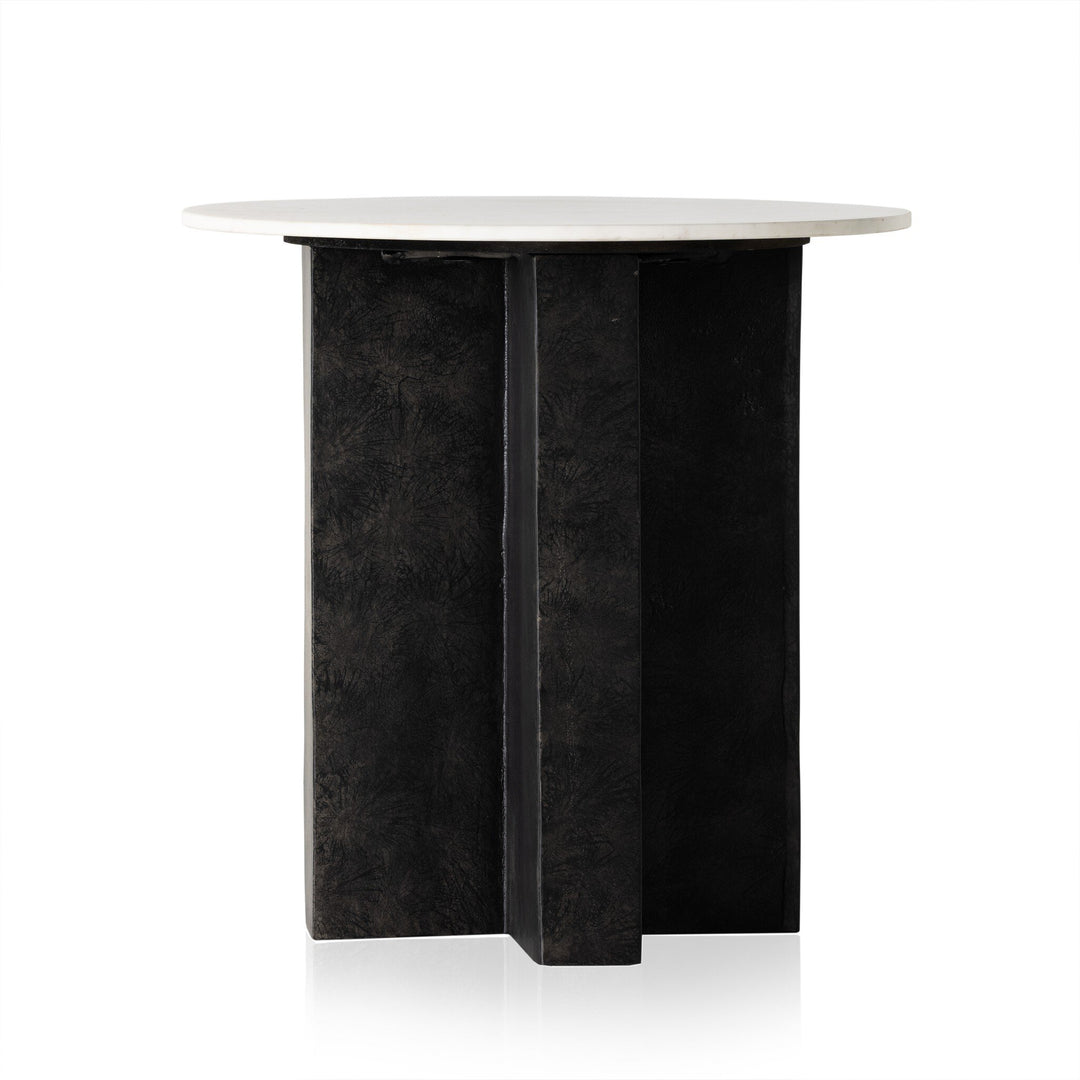 Mesa lateral con mármol sólido redondo Jorg
