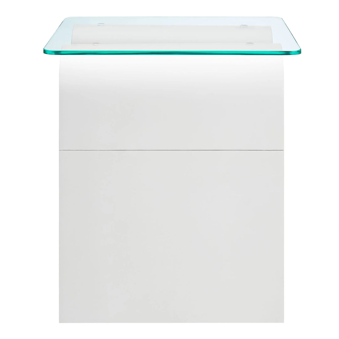 Mesa Lateral ondulada con vidrio templado Oliver